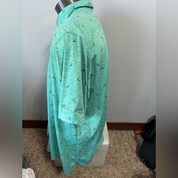 Walter Hagen Mens XXL Reindeer Green Christmas Short Sleeve Polo - Picture 3 of 7